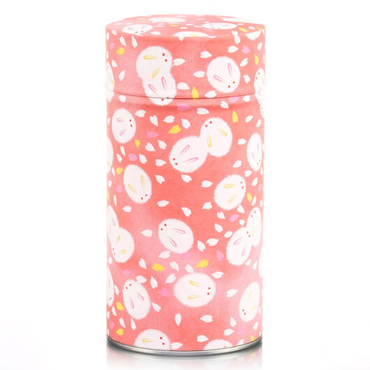 Boite à thé washi 150g Usagi rose avec lapins