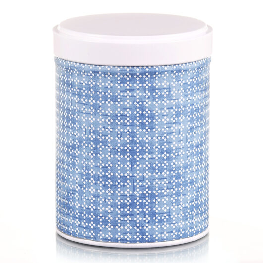 Boite à thé washi employable bleu aux motifs géométriques