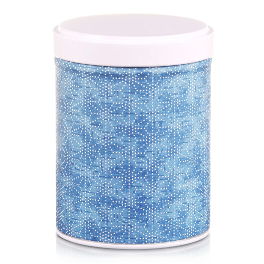 Boite à thé washi employable bleu aux motifs géométriques
