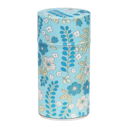 Boite à thé bleu turquoise avec motif floral