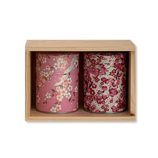 Coffret en bois avec 2 boites à thé washi