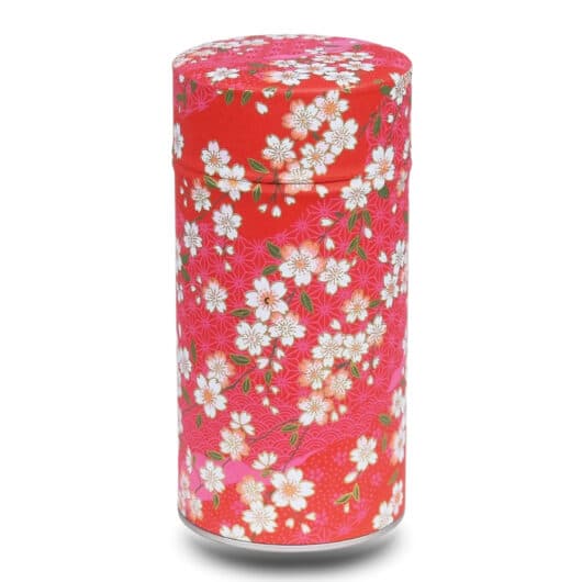 grande boite a the washi rouge avec fleurs blanches