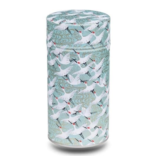 grande boite a the washi turquoise avec grues