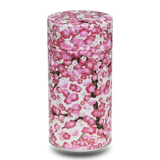 grande boite a the washi beige avec fleurs roses