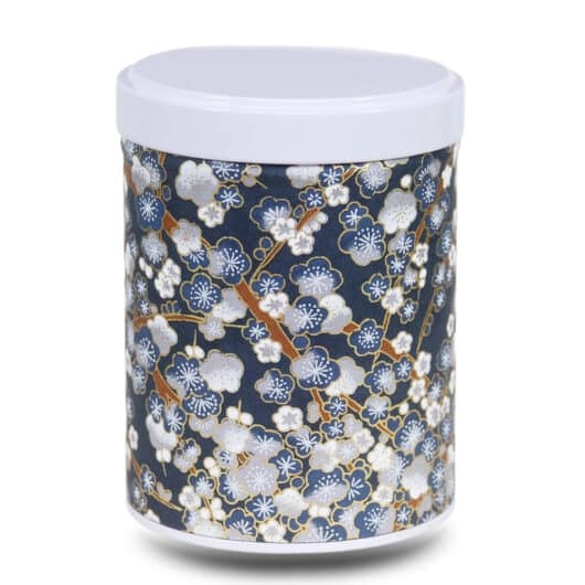 Blue washi paper tea box with blue flowers