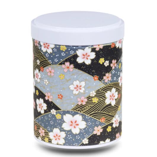 Black and grey washi paper tea box with fans