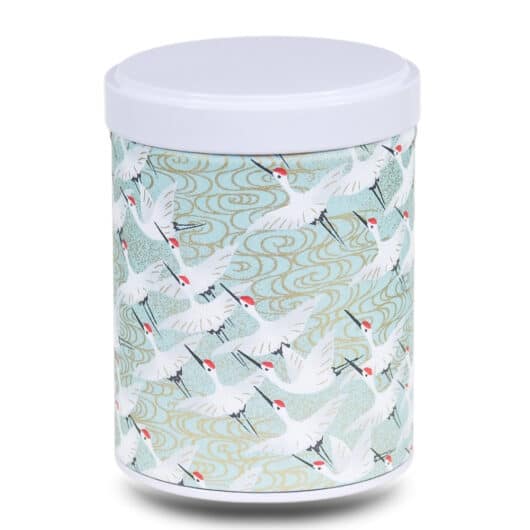 Turquoise washi paper tea box with white cranes