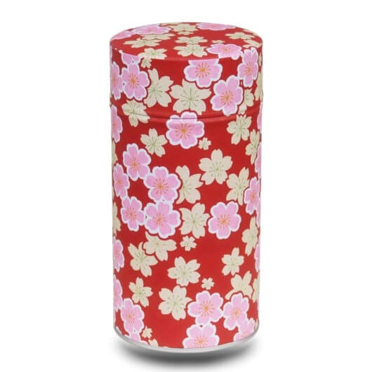 grande boite a the washi rouge avec grosses fleurs