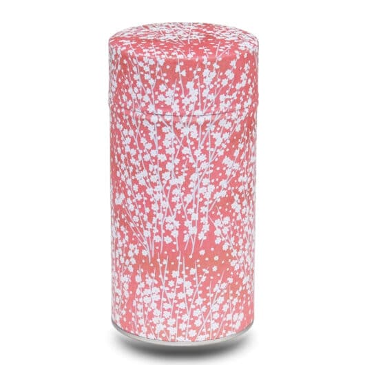 grande boite a the washi rouge avec fleurs blanches cerisier