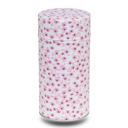 grande boite a the washi blanche avec fleur rose