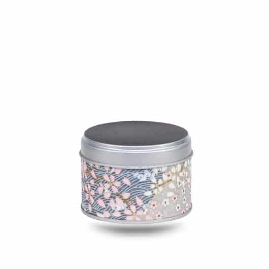 petite boite washi grise avec fleurs de cerisiers roses