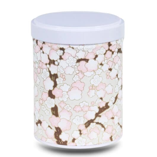 Scatola da tè beige in carta washi con fiori di ciliegio