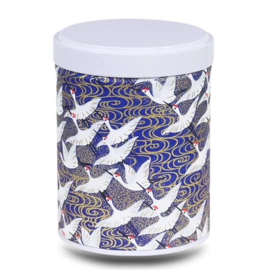 Blue washi paper tea box with white cranes