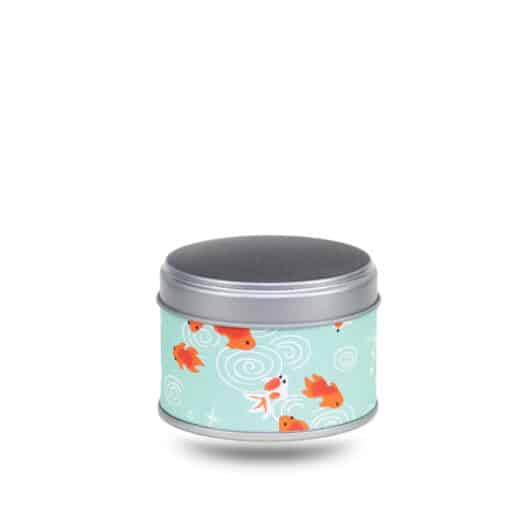 Petite boite à thé papier washi turquoise avec carpes Koi